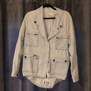 Pinstripe Utility/Cargo Style Denim Jacket